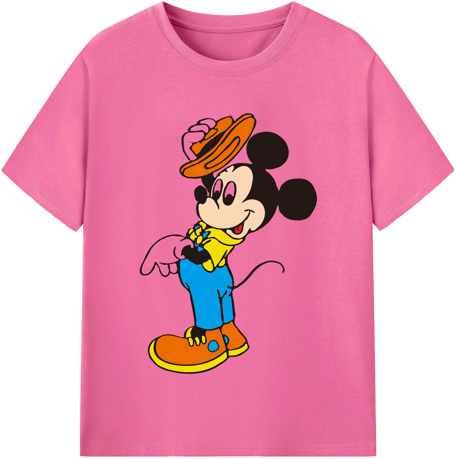 （画像用） ミッキーマウス Mickey Mouse レディースカジュアルプリントTシャツ（綿100％）